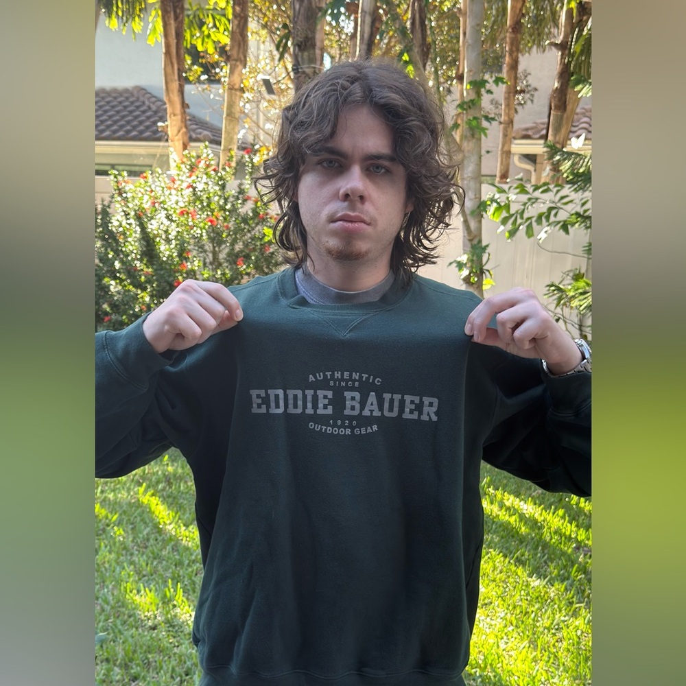 Eddie Bauer Men's Dark Green Crewneck Sweater Large - Picture 3 of 5